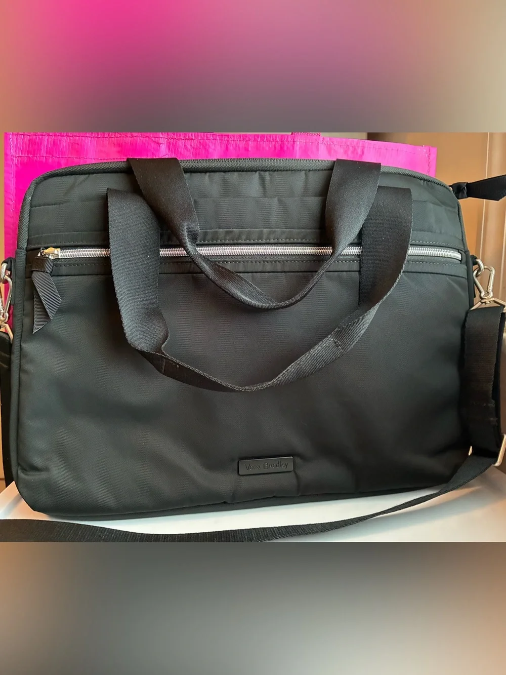 Vera Bradley classic black, slim laptop, Crossbody case performance twill